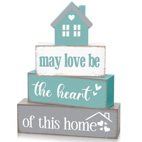 4 Pcs Farmhouse Table Decoration Rustic Sign Block (4 Count)