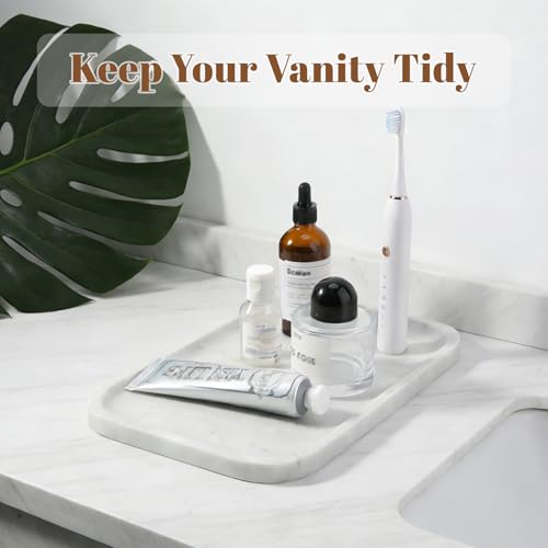 Marble Tray 12"x8" Bianco Carrara Marble Vanity Tray for Countertop Bathroom Kitchen Dresser