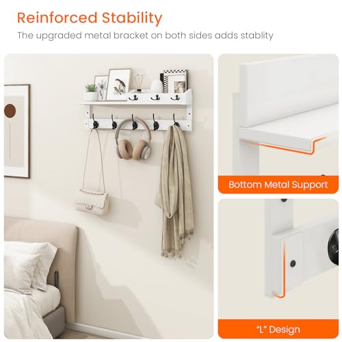 Coat Rack Wall Mount with Hooks and Mail Holder
