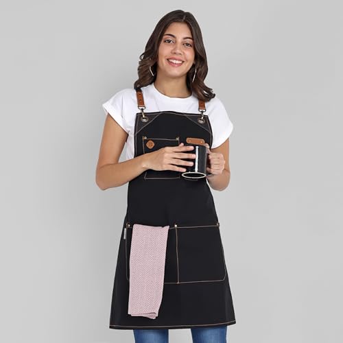 Chef Apron Recycled Cotton Kitchen Apron with an Adjustable Neck with Long Ties