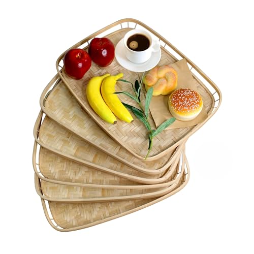 Set of 4 Natural Bamboo Trays for Eating (4 Count)