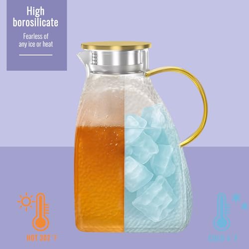 2 Pack Glass Pitcher With Handle And Lid (2 Count)