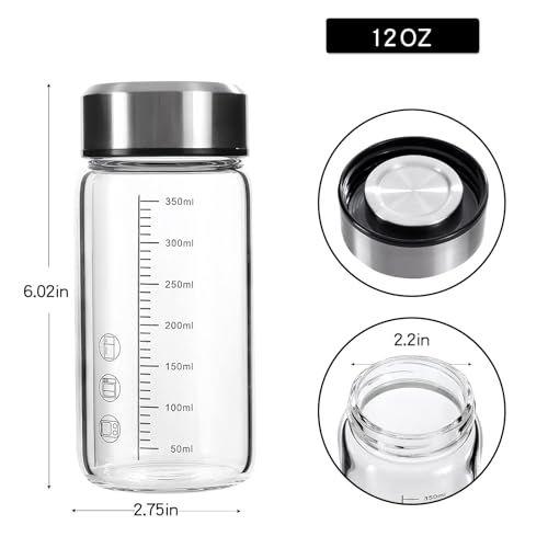 12Oz Small Glass Water Bottle with Lid and Sleeve