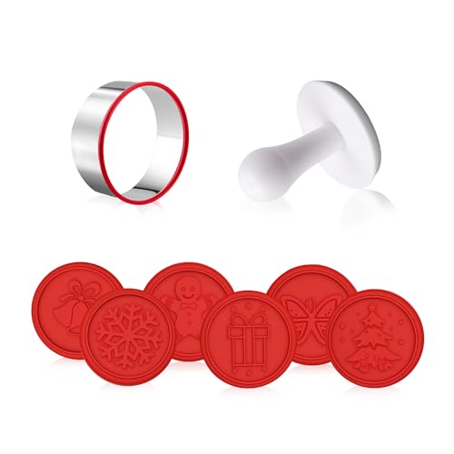 Christmas Cookie Stamps Silicone Cookie Stamps Cookie Cutter Biscuit for DIY Christmas and Daily Baking Set of 6