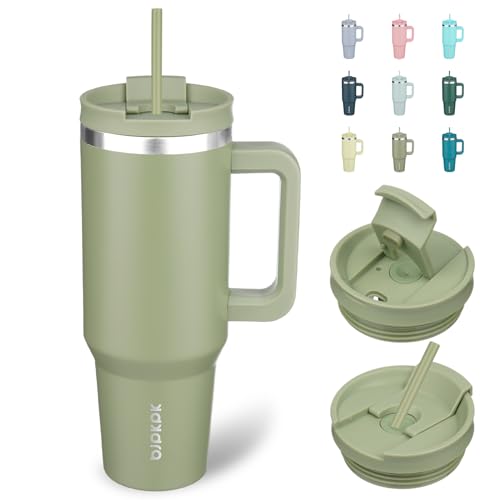 40 oz Insulated Tumbler with Handle & Straw