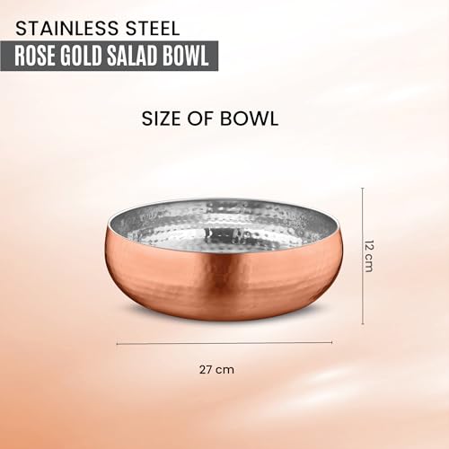 Set of 3 Premium Stainless Steel Salad Mixing Bowl Hammered Finish (3 Count)