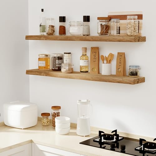 Wood Floating Shelves Live Edge 32” Set of 2 (2 Count)