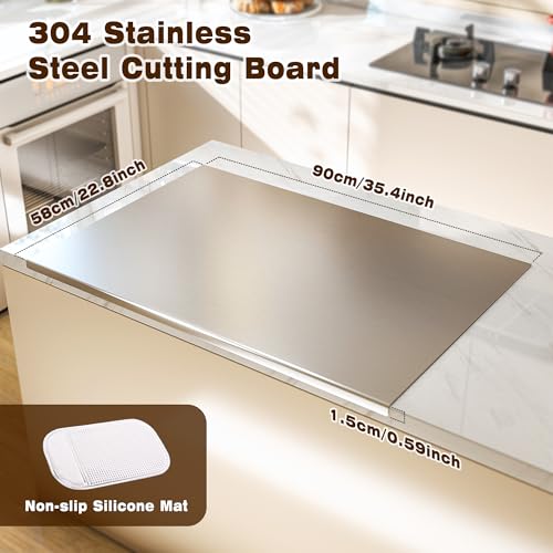 35.4"x22.8" Stainless Cutting Board with Lip