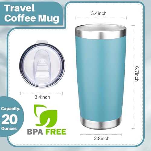 20oz Tumbler with Lid Double Wall Vacuum Insulated Travel Coffee Mug Stainless Steel Thermal Cup Powder Coated Sturdy Coffee Tumbler Bulk for Hot and Cold Beverage (4 Count)