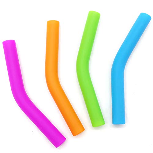 Food Grade Silicone Straw Elbows Tips Soft Reusable Metal Stainless Steel Straw Nozzles Only Fit for 5 (8 Count)