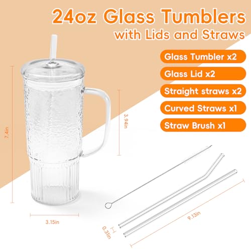 Glass Cups with Lids and Straws (2 Count)