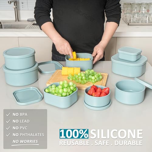 100% Silicone Food Storage Containers with Lids (8 Count)