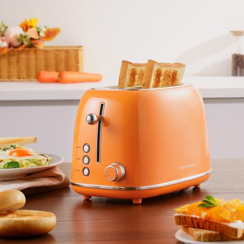 2 Slice Toaster Retro Stainless Steel with Bagel