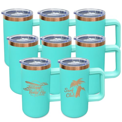 22oz Insulated Coffee Mug Bulk with Handle and Lid Mint Green (8 Count)