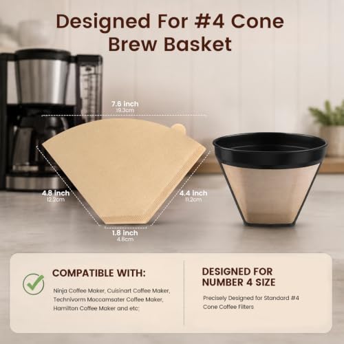 4 Cone Coffee Filters (200 Count)