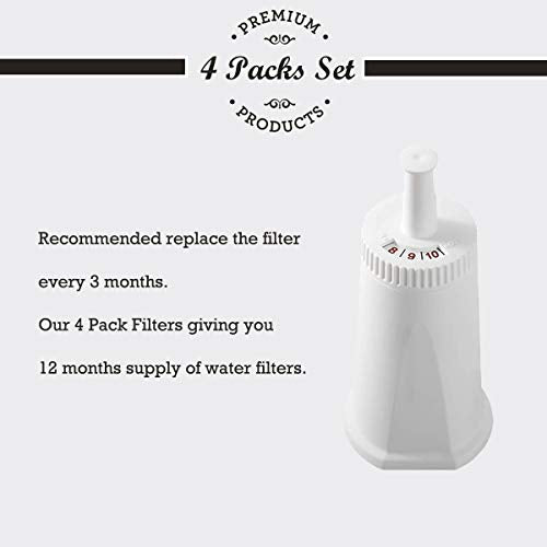 4 Pack Replacement Water Filter Compatible with Breville Sage Claro Swiss For Oracle Barista Bambino Espresso Coffee Machine Part #BES008WHT0NUC1 (4 Count)