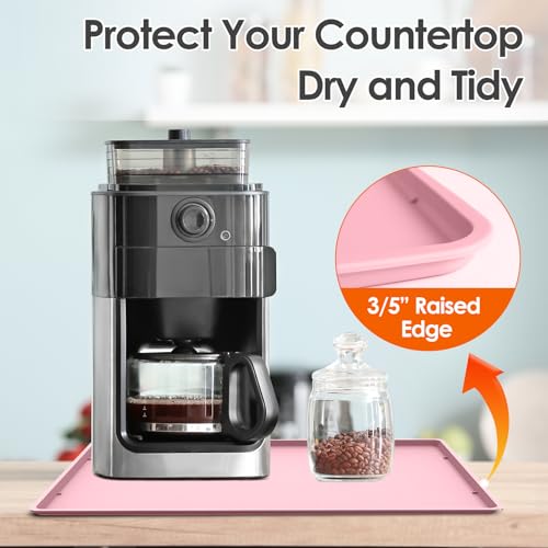 Silicone Coffee Maker Mat with Lip for Countertops