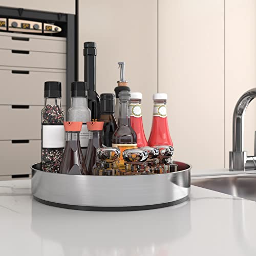 Pantry Cabinet Lazy Susan Stainless Steel Black Spice Rack Turntable