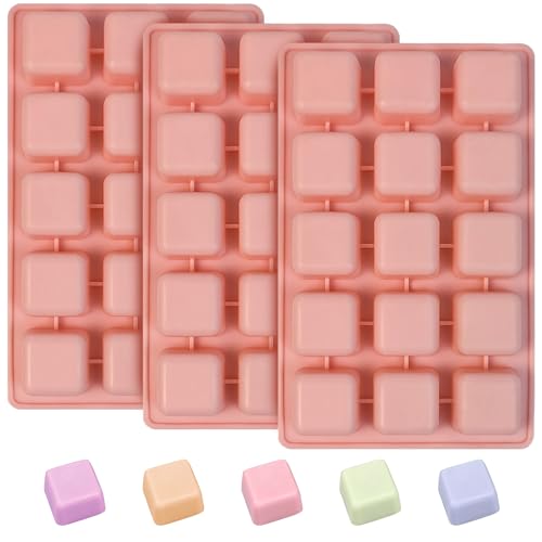 Square Chocolate Molds 3pcs Silicone Square Candy Mold 1 inch for Ice Cubes Caramel (3 Count)