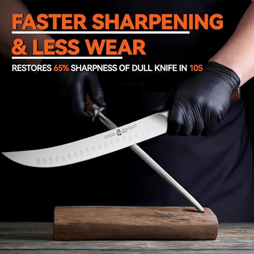 Honing Steel 10 Inch Knife Sharpener Rod with Pakkawood Handle for Kitchen Knives Daily Sharpening Maintenance
