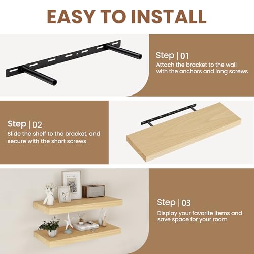 Rustic Floating Shelves for Home Decor (2 Count)