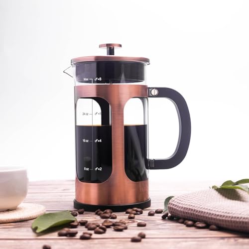 French Press Coffee Maker 8 cups 34 oz 304 Stainless Steel Coffee Press with 4 Filter Screens (34 Count)