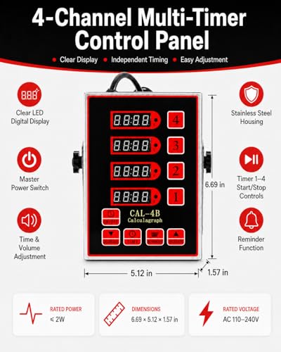 Commercial 4 Channels Digital Kitchen Timer
