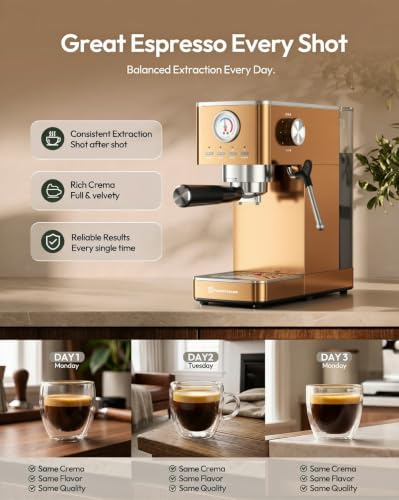 Slim Espresso Machine with Milk Frother