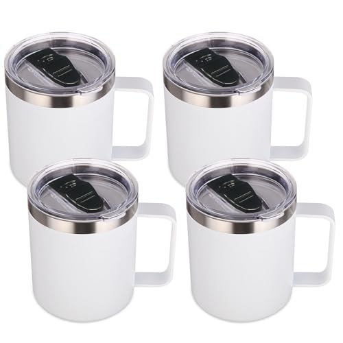 14oz Insulated Stainless Steel Coffee Mug with Lid Bulk 4 Pack (4 Count)