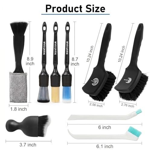 9PCS Boar Hair Car Detailing Brushes Set
