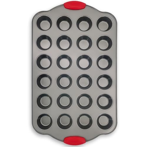24 Cup Mini Muffin Pan with Silicone Handles (9.6 Ounce)