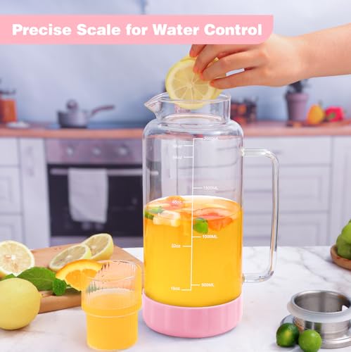 68oz Glass Pitcher with Lid and Handle for Fridge