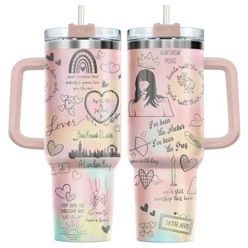 Pink Pastel Lover Romantic 40 oz Tumbler with Handle