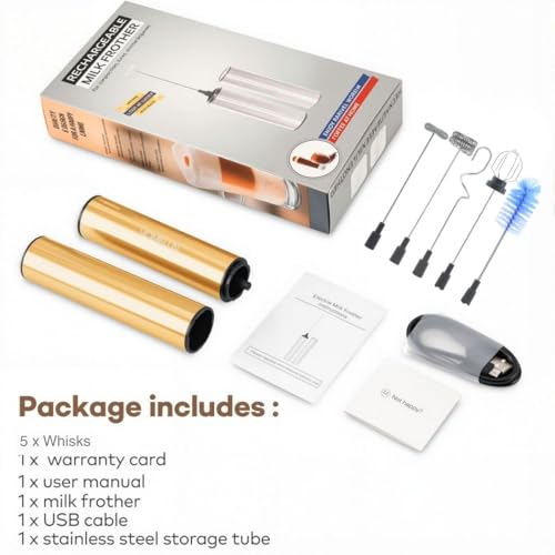Rechargeable Milk Frother Handheld Electric Frother Wand Milk Foamer Drink Mixer for Coffee