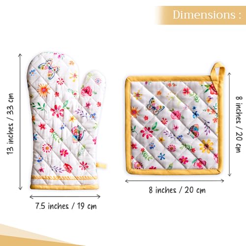 100% Cotton Oven Mitt & Pot Holder Set