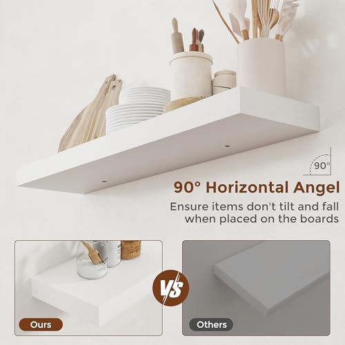 36 Inch Floating Shelves for Wall 8 Inch Deep White Shelves Set of 2 (2 Count)