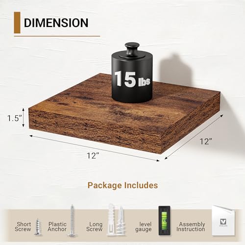 12x12 Deep Floating Shelves (2 Count)