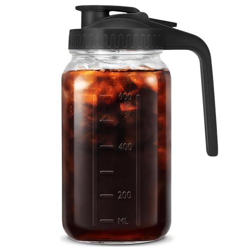 32oz (1 quart) Glass Pitcher with Lid, Mason Jar Pitcher, Glass Container