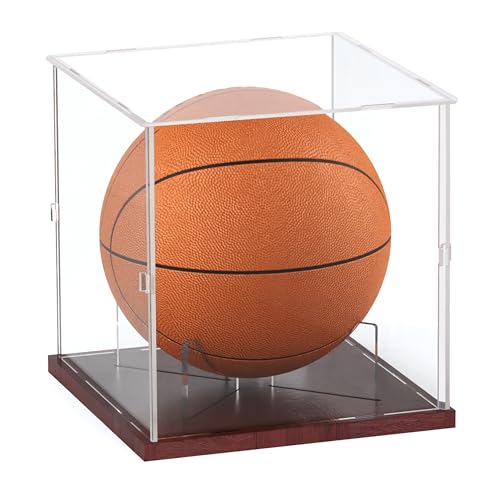 Full Size Acrylic Basketball Display Case with Solid Wood Base