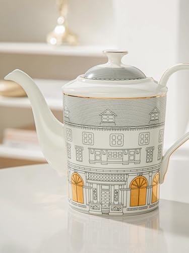Personalized Architectural Ceramic Tea Cup and Saucer Set