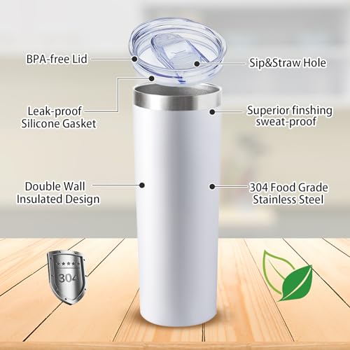 20 oz Skinny Tumblers with Lid and Straw (8 Count)