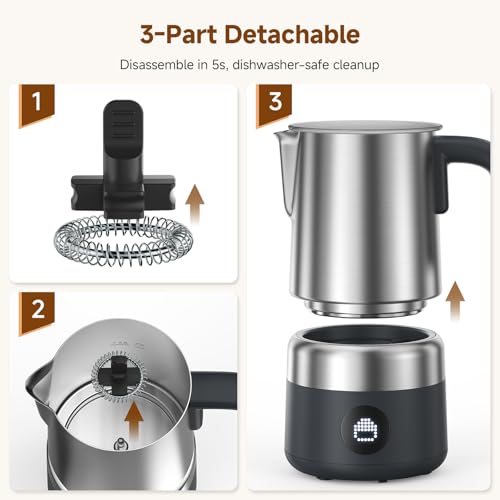 All-in-1 Milk Frother and Steamer, 17oz Stainless Steel Jug, 600W