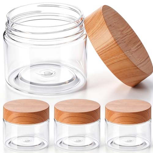 4 Pcs Plastic Jars Wide Mouth with Lids (4 Count)