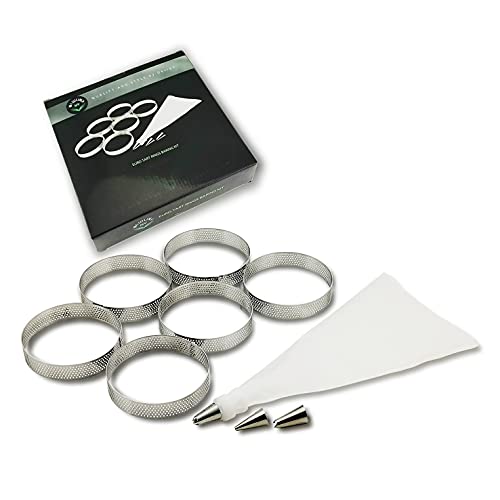 NewlineNY Stainless Steel French Pastry Tart Ring Baking Kit (6 Count)