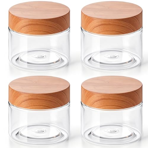 4 Pcs Plastic Jars Wide Mouth with Lids (4 Count)