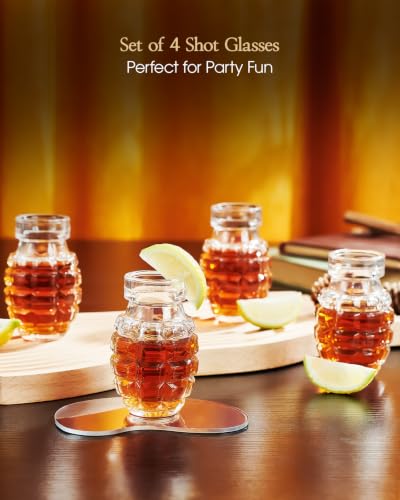 Grenade Shaped Shot Glass Set (4 Count)