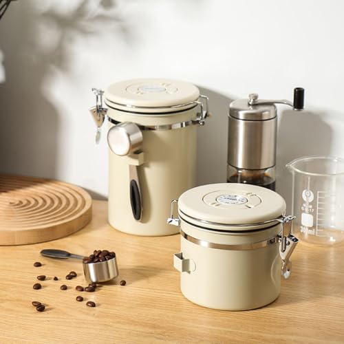 Airtight Coffee Canister 1.8L with Wooden Lid Scoop Set