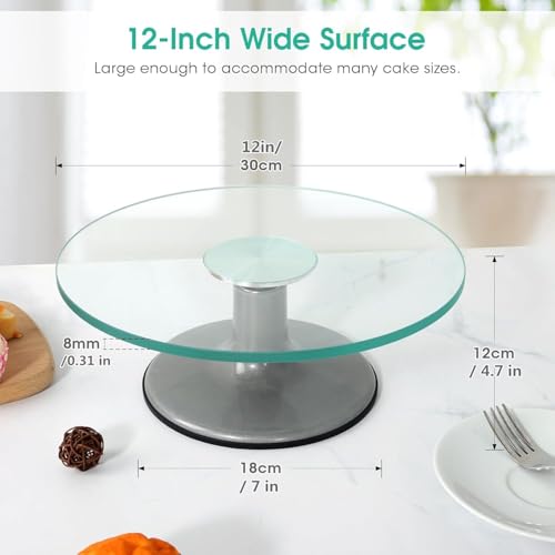 Glass Cake Turntable for Decorating 12 Inches
