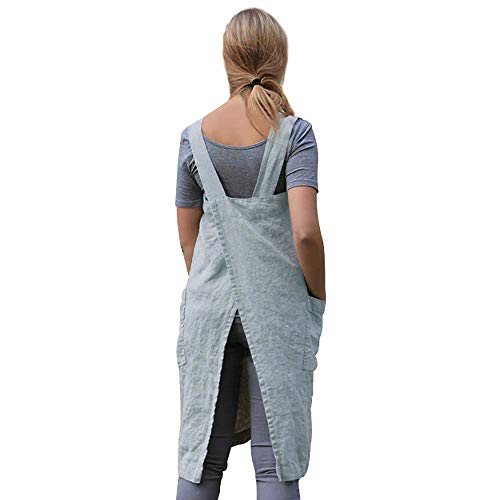 Women's Pinafore Square Apron Baking Cooking Gardening Works Cross Back Cotton