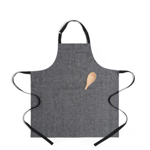 100% Pure Linen Apron Black